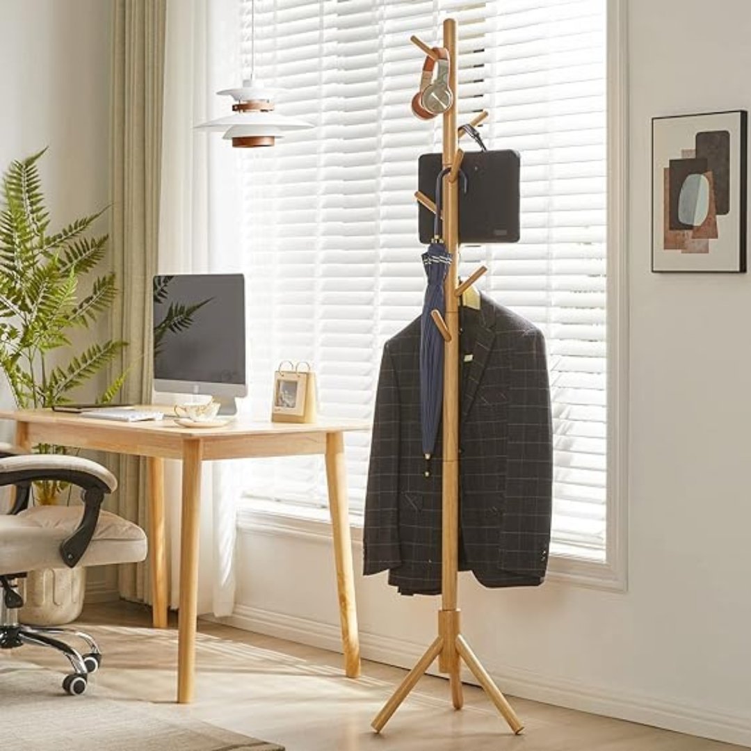 manchi　LA C Mancebo Cabideiro de Madeira Ecológico 175cm de Chão Desmontável