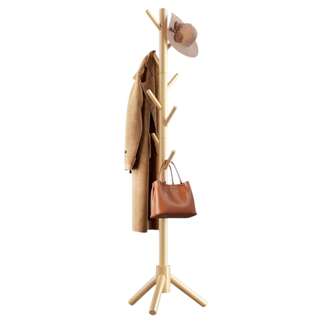 Mancebo Cabideiro de Madeira Ecológico 175cm de Chão Desmontável